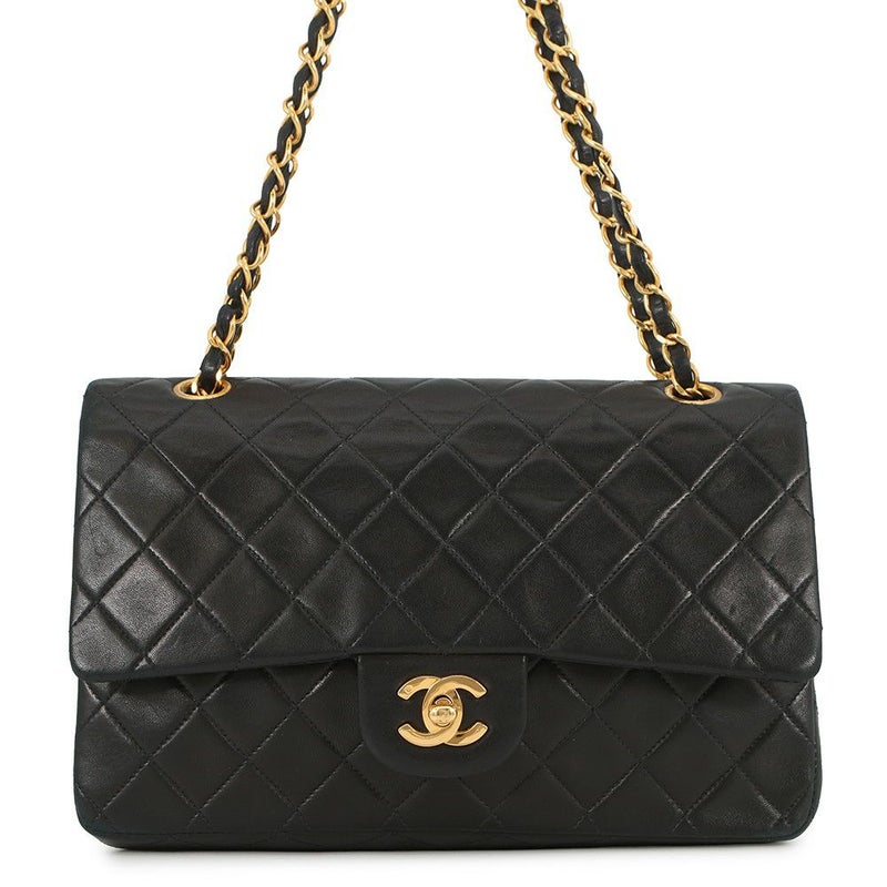 シャネル チェーンショルダーバッグ マトラッセ25 ココマーク ラムスキン ダブルチェーン A01112 CHANEL 黒