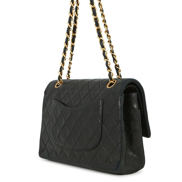 シャネル チェーンショルダーバッグ マトラッセ25 ココマーク ラムスキン ダブルチェーン A01112 CHANEL 黒