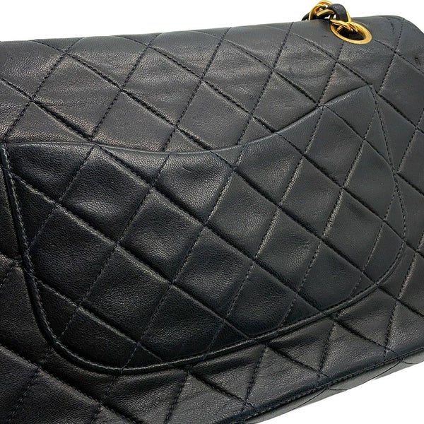 シャネル チェーンショルダーバッグ マトラッセ25 ココマーク ラムスキン ダブルチェーン A01112 CHANEL 黒