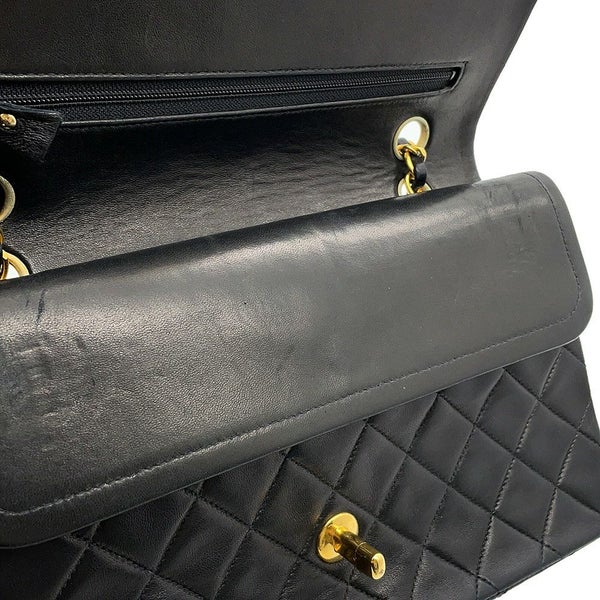 シャネル チェーンショルダーバッグ マトラッセ25 ココマーク ラムスキン ダブルチェーン A01112 CHANEL 黒