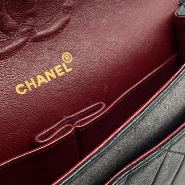 シャネル チェーンショルダーバッグ マトラッセ25 ココマーク ラムスキン ダブルチェーン A01112 CHANEL 黒