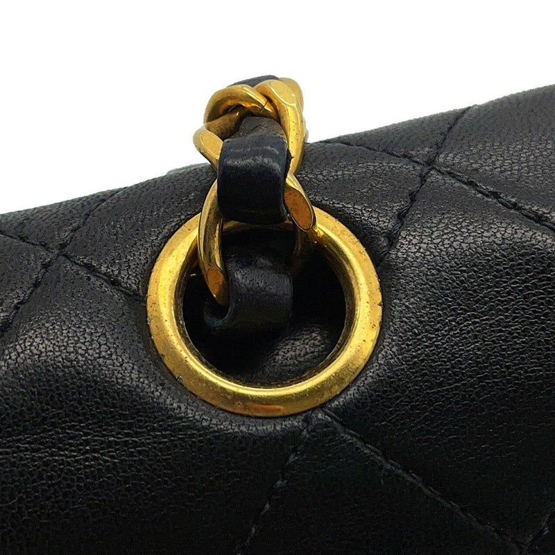 シャネル チェーンショルダーバッグ マトラッセ25 ココマーク ラムスキン ダブルチェーン A01112 CHANEL 黒