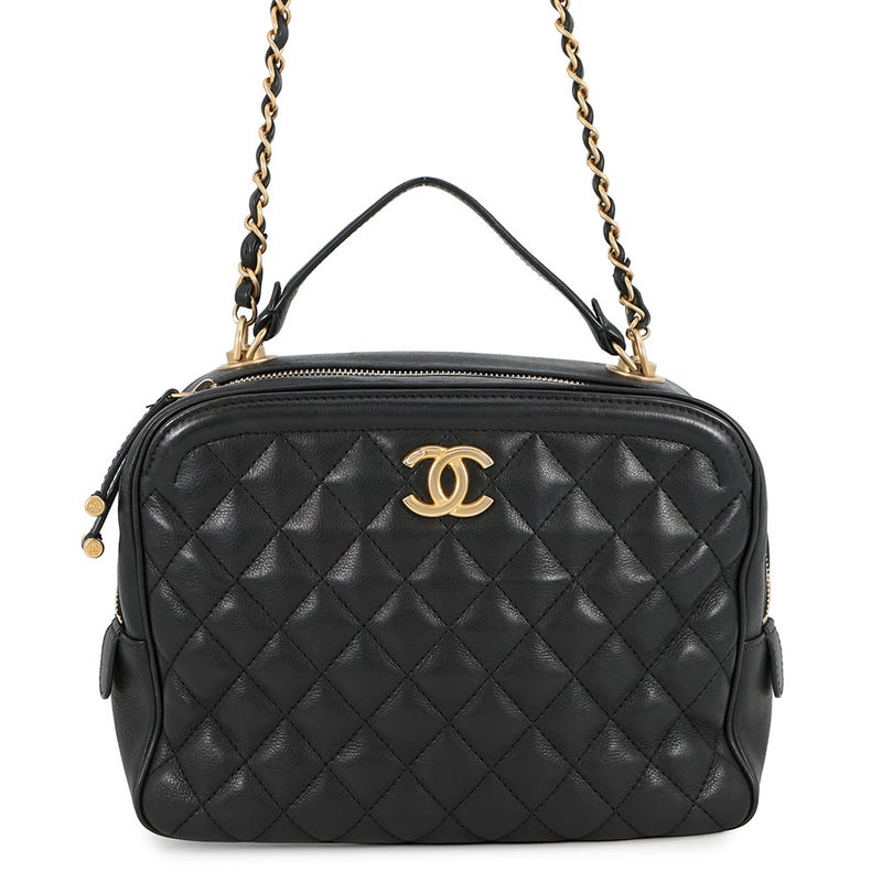 シャネル チェーンショルダーバッグ マトラッセ ココマーク バニティ ラムスキン  CHANEL 黒 2ｗay バッグ