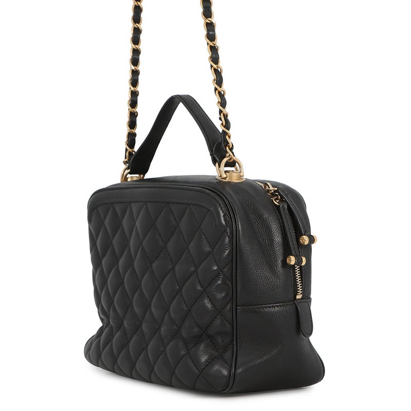 シャネル チェーンショルダーバッグ マトラッセ ココマーク バニティ ラムスキン  CHANEL 黒 2ｗay バッグ
