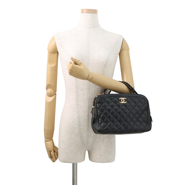 シャネル チェーンショルダーバッグ マトラッセ ココマーク バニティ ラムスキン  CHANEL 黒 2ｗay バッグ