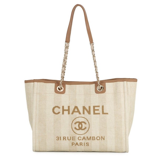 シャネル トートバッグ ドーヴィルライン ミディアム ショッピングバッグ ロゴ ストロー/レザー A67001 CHANEL