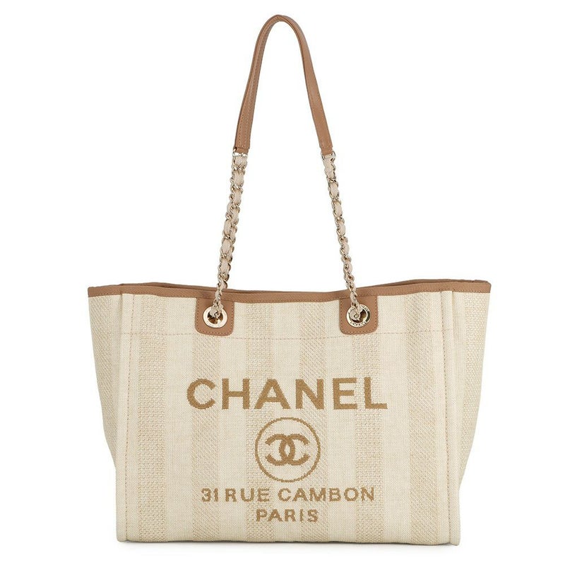シャネル トートバッグ ドーヴィルライン ミディアム ショッピングバッグ ロゴ ストロー/レザー A67001 CHANEL