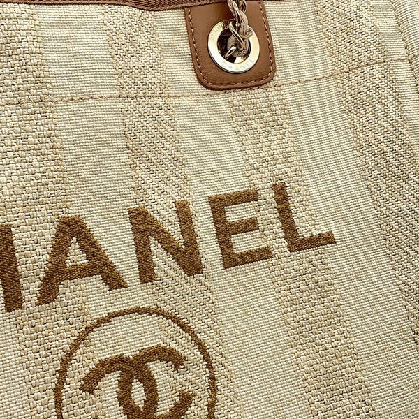 シャネル トートバッグ ドーヴィルライン ミディアム ショッピングバッグ ロゴ ストロー/レザー A67001 CHANEL