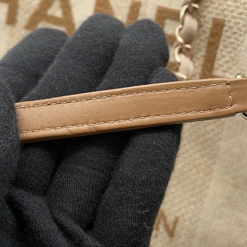 シャネル トートバッグ ドーヴィルライン ミディアム ショッピングバッグ ロゴ ストロー/レザー A67001 CHANEL