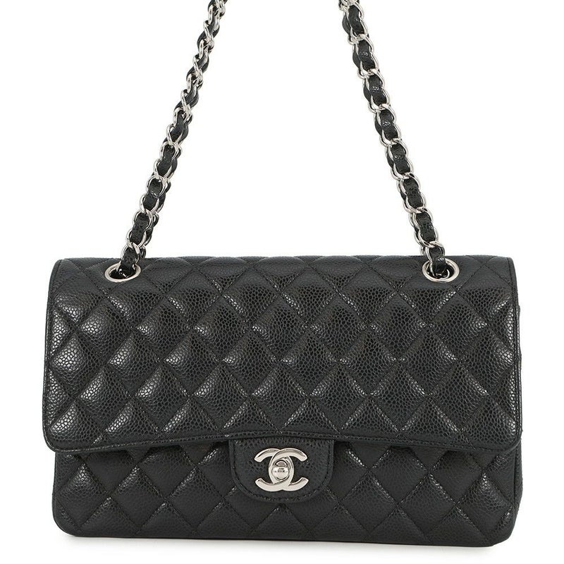 シャネル チェーンショルダーバッグ マトラッセ25 ココマーク キャビアスキン ダブルチェーン A01112 CHANEL 黒