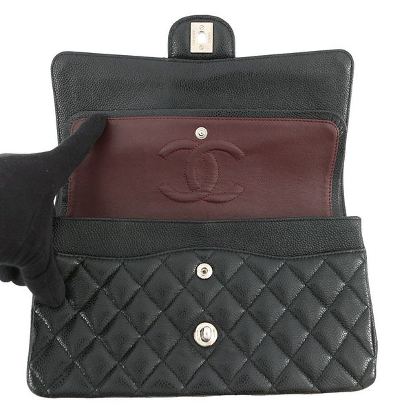 シャネル チェーンショルダーバッグ マトラッセ25 ココマーク キャビアスキン ダブルチェーン A01112 CHANEL 黒