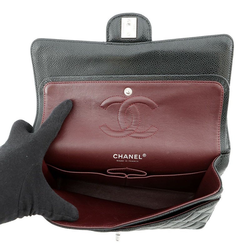 シャネル チェーンショルダーバッグ マトラッセ25 ココマーク キャビアスキン ダブルチェーン A01112 CHANEL 黒