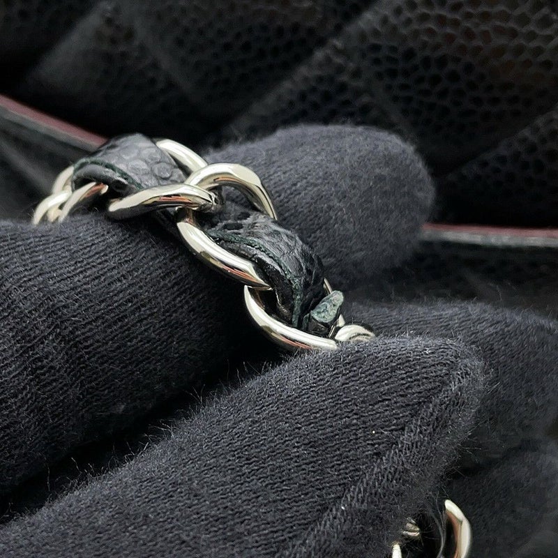 シャネル チェーンショルダーバッグ マトラッセ25 ココマーク キャビアスキン ダブルチェーン A01112 CHANEL 黒