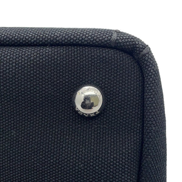 プラダ ハンドバッグ カナパ ロゴ ウッドハンドル キャンバス 1BG350 PRADA 2ｗayショルダーバッグ 黒 アウトレット品