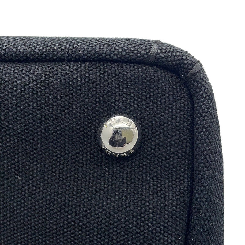 プラダ ハンドバッグ カナパ ロゴ ウッドハンドル キャンバス 1BG350 PRADA 2ｗayショルダーバッグ 黒 アウトレット品