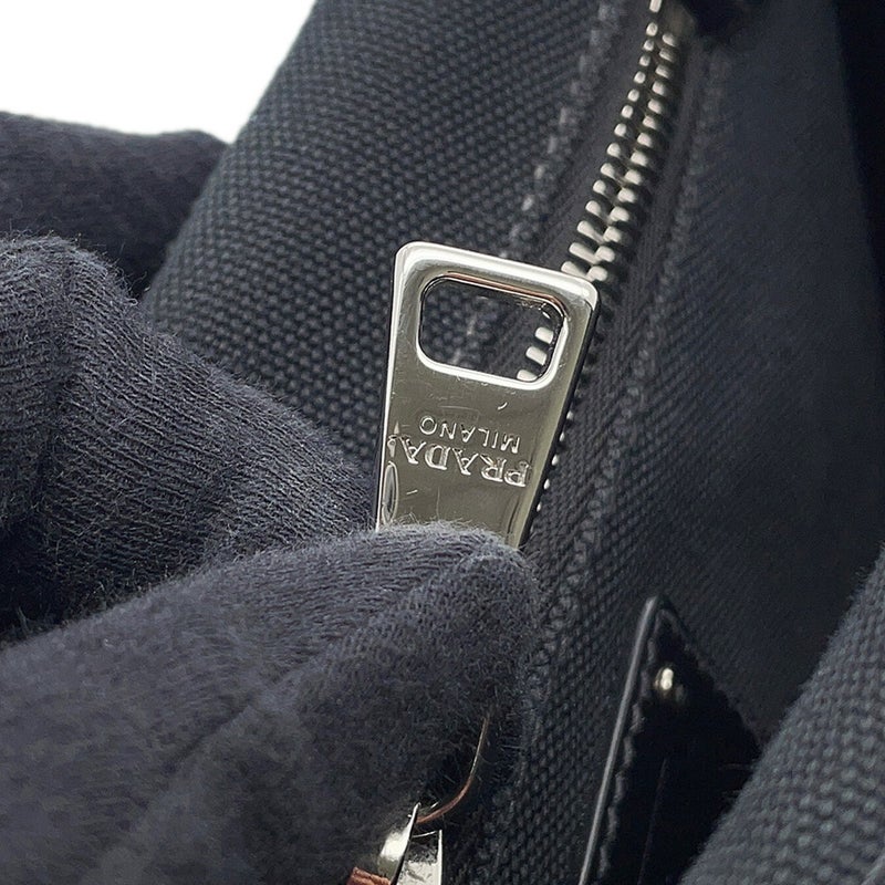 プラダ ハンドバッグ カナパ ロゴ ウッドハンドル キャンバス 1BG350 PRADA 2ｗayショルダーバッグ 黒 アウトレット品