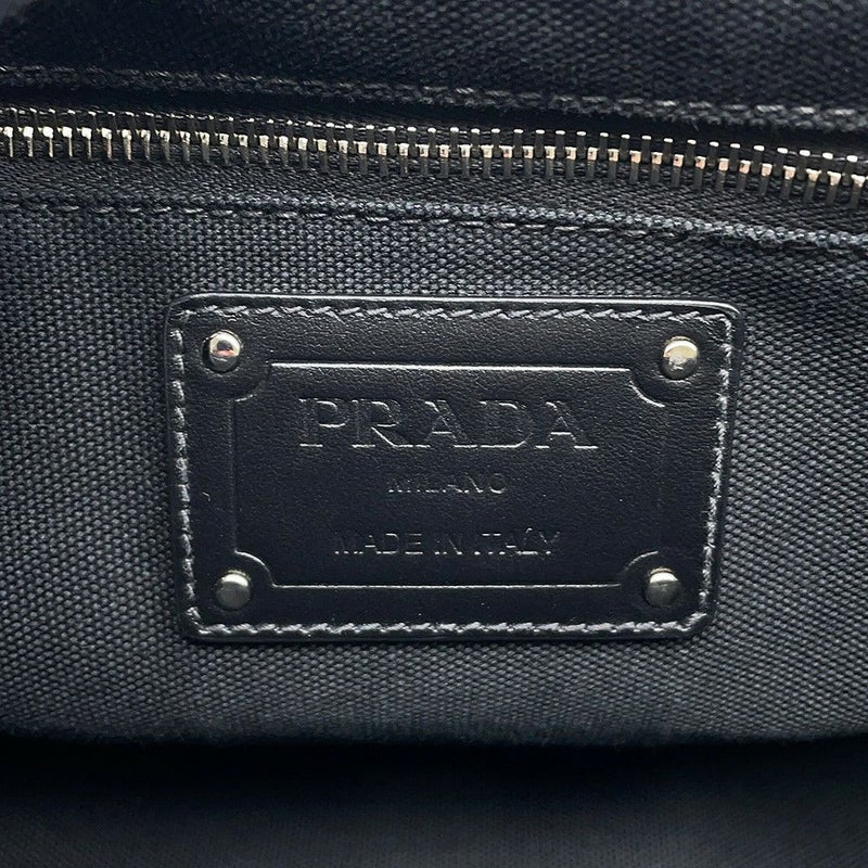 プラダ ハンドバッグ カナパ ロゴ ウッドハンドル キャンバス 1BG350 PRADA 2ｗayショルダーバッグ 黒 アウトレット品