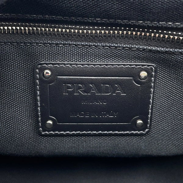プラダ ハンドバッグ カナパ ロゴ ウッドハンドル キャンバス 1BG350 PRADA 2ｗayショルダーバッグ 黒 アウトレット品