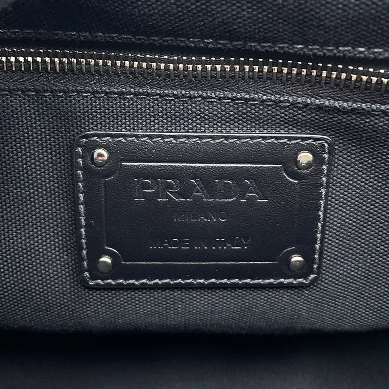 プラダ ハンドバッグ カナパ ロゴ ウッドハンドル キャンバス 1BG350 PRADA 2ｗayショルダーバッグ 黒 アウトレット品