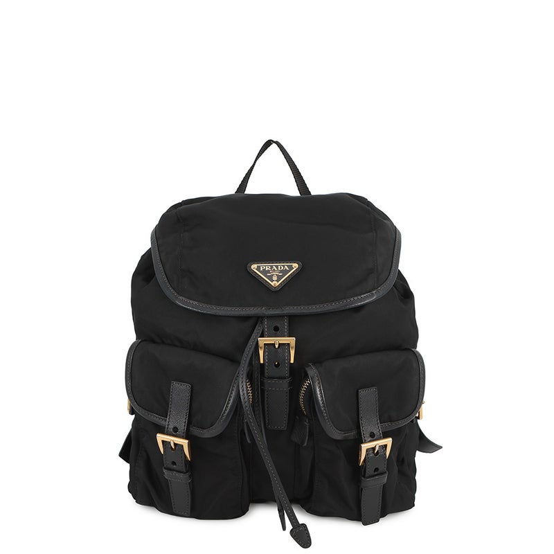 プラダ リュック トライアングルロゴ バックパック ナイロン/レザー BZ0030 PRADA リュックサック 黒