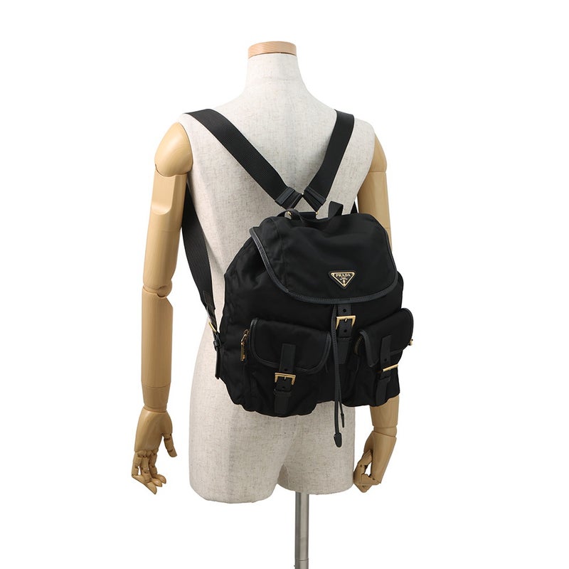 プラダ リュック トライアングルロゴ バックパック ナイロン/レザー BZ0030 PRADA リュックサック 黒