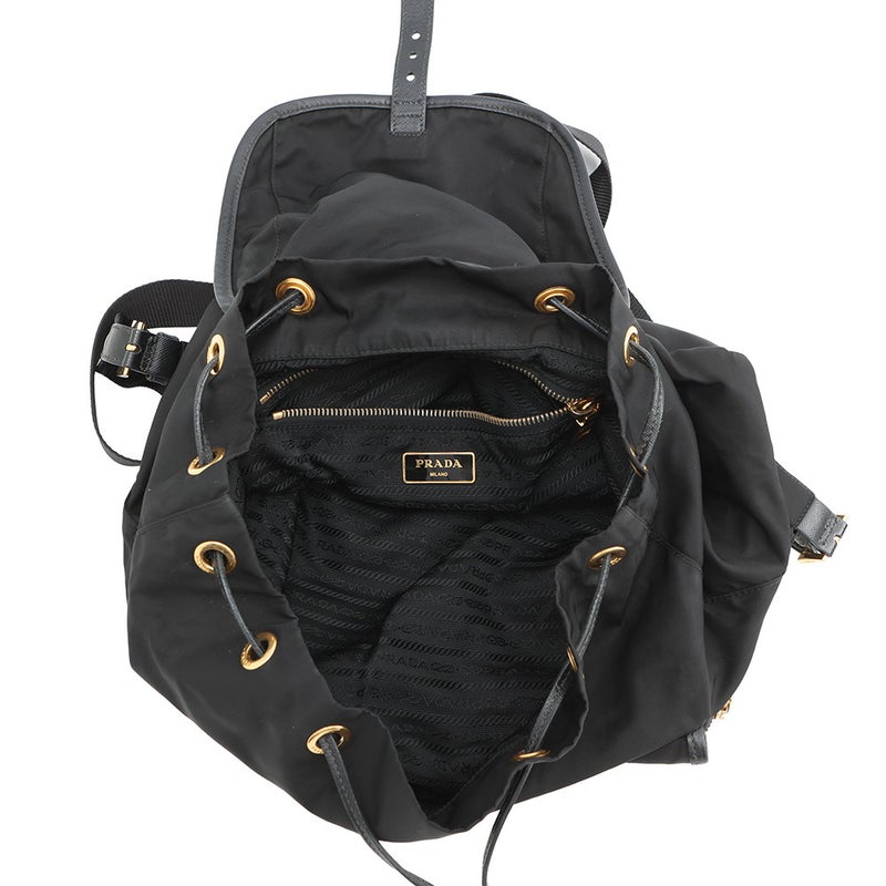 プラダ リュック トライアングルロゴ バックパック ナイロン/レザー BZ0030 PRADA リュックサック 黒