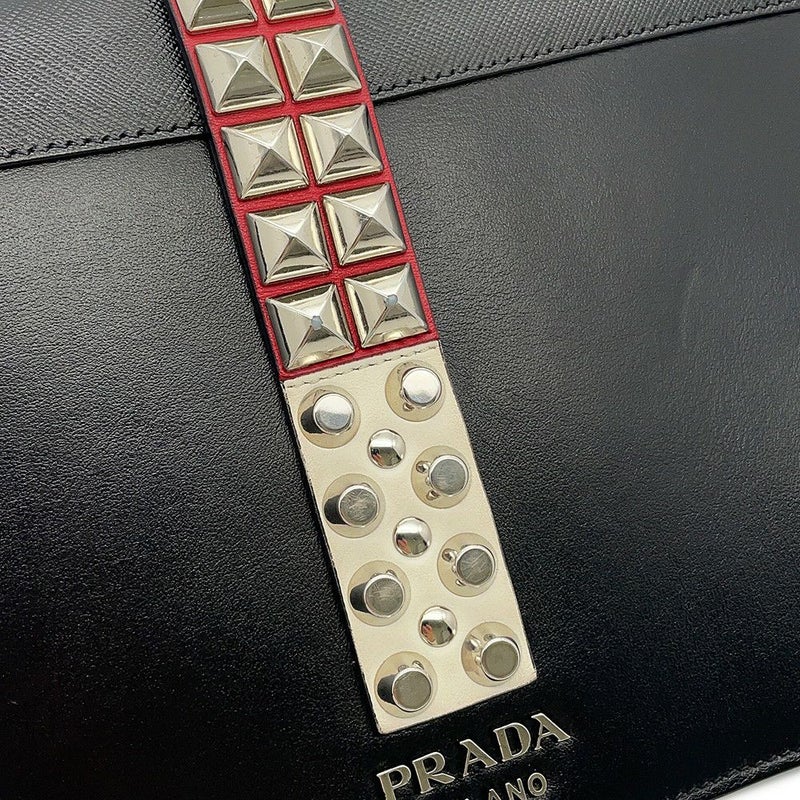 プラダ ショルダーバッグ エレクトラ スタッズ レザー 1BD120 PRADA 黒