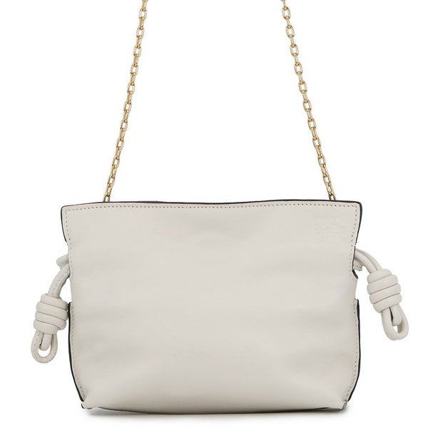 ロエベ チェーンショルダーバッグ フラメンコクラッチ ナノ A411FC6X01 2wayクラッチバッグ ミニバッグ 白