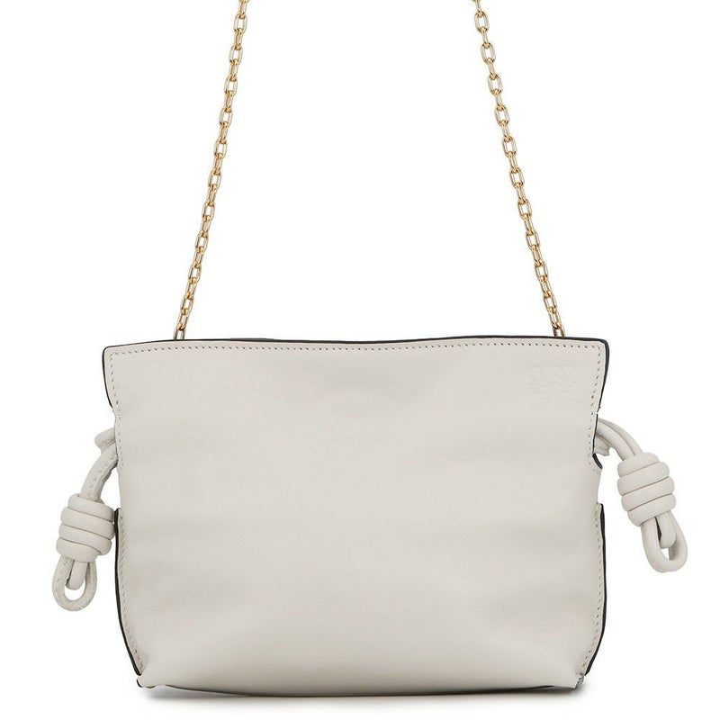 ロエベ チェーンショルダーバッグ フラメンコクラッチ ナノ A411FC6X01 2wayクラッチバッグ ミニバッグ 白