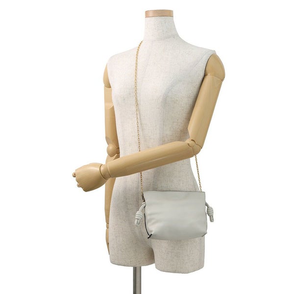 ロエベ チェーンショルダーバッグ フラメンコクラッチ ナノ A411FC6X01 2wayクラッチバッグ ミニバッグ 白