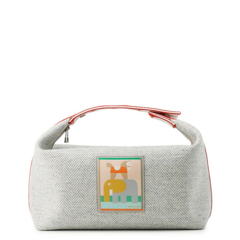 エルメス ポーチ ブリッド・ア・ブラック  アニモー・ブロックGM グラニット/シルバー金具 トワル・シェヴロン