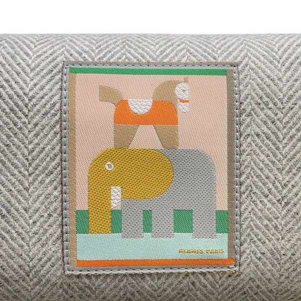 エルメス ポーチ ブリッド・ア・ブラック  アニモー・ブロックGM グラニット/シルバー金具 トワル・シェヴロン