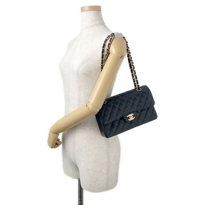 シャネル チェーンショルダーバッグ マトラッセ23 ココマーク ダブルチェーン A01113 CHANEL 黒