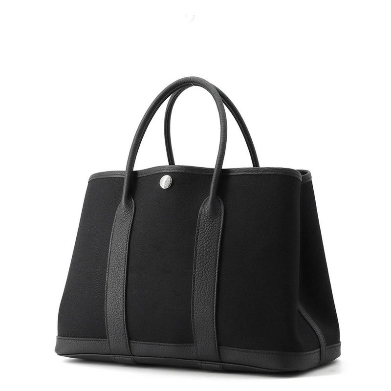 エルメス トートバッグ ガーデンパーティTPM ブラック/シルバー金具 トワルアッシュ/ネゴンダ K刻印 黒