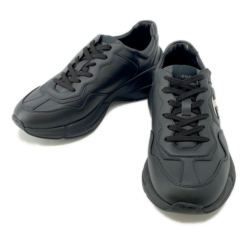 グッチ スニーカー ライトン カウハイドレザー インターロッキングG メンズサイズ9 1/2 GUCCI 靴 黒 2023FW