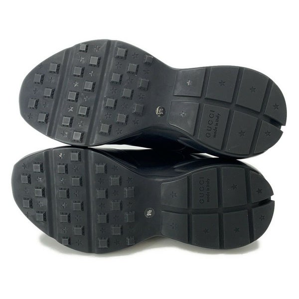 グッチ スニーカー ライトン カウハイドレザー インターロッキングG メンズサイズ9 1/2 GUCCI 靴 黒 2023FW