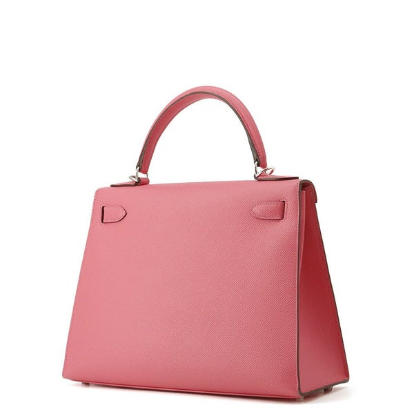 エルメス ハンドバッグ ケリー28 外縫い ローズアザレ/シルバー金具 エプソン D刻印 ２wayショルダー