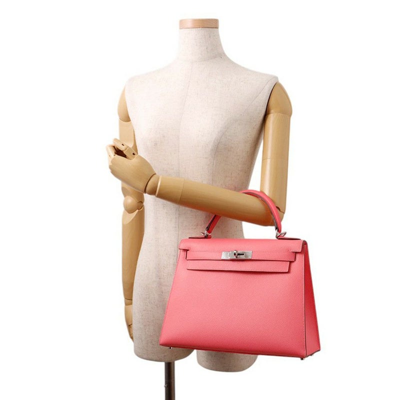 エルメス ハンドバッグ ケリー28 外縫い ローズアザレ/シルバー金具 エプソン D刻印 ２wayショルダー