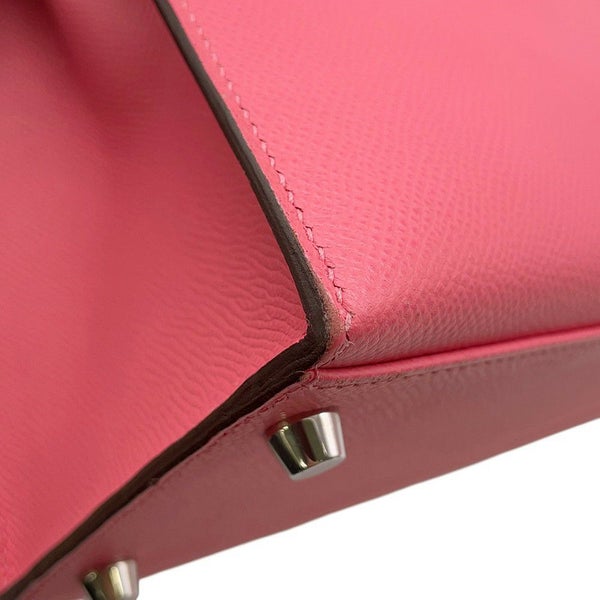 エルメス ハンドバッグ ケリー28 外縫い ローズアザレ/シルバー金具 エプソン D刻印 ２wayショルダー