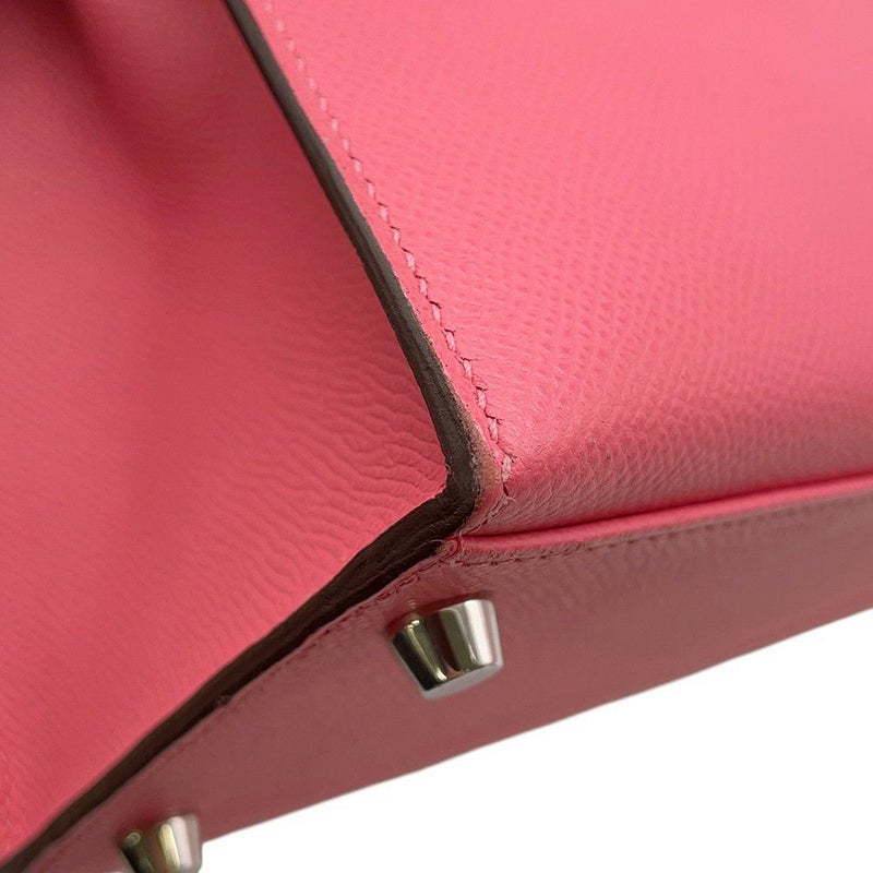 エルメス ハンドバッグ ケリー28 外縫い ローズアザレ/シルバー金具 エプソン D刻印 ２wayショルダー