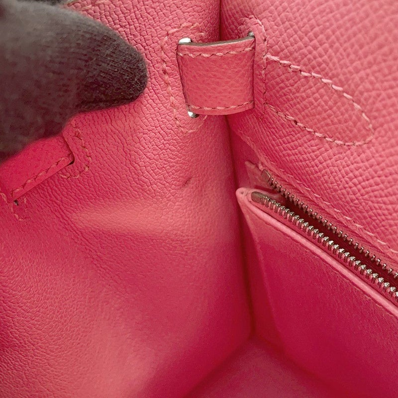 エルメス ハンドバッグ ケリー28 外縫い ローズアザレ/シルバー金具 エプソン D刻印 ２wayショルダー