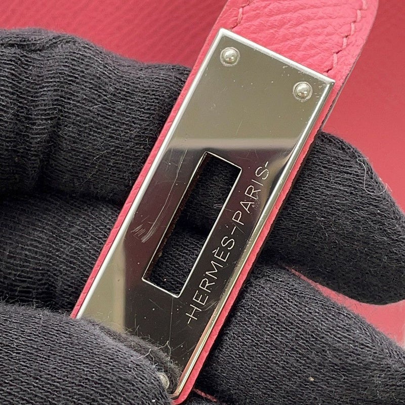 エルメス ハンドバッグ ケリー28 外縫い ローズアザレ/シルバー金具 エプソン D刻印 ２wayショルダー