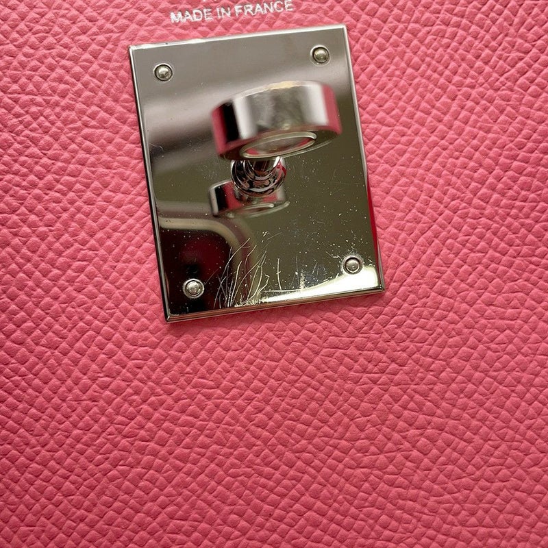 エルメス ハンドバッグ ケリー28 外縫い ローズアザレ/シルバー金具 エプソン D刻印 ２wayショルダー