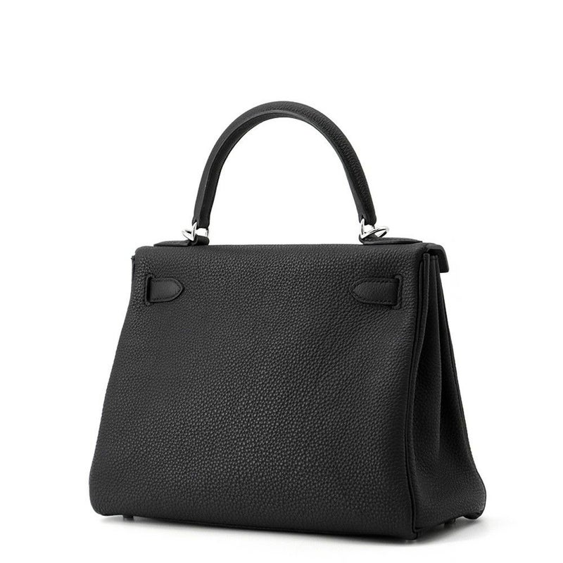 エルメス ハンドバッグ ケリー28 内縫い ブラック/シルバー金具 トゴ U刻印 ２wayショルダー 黒