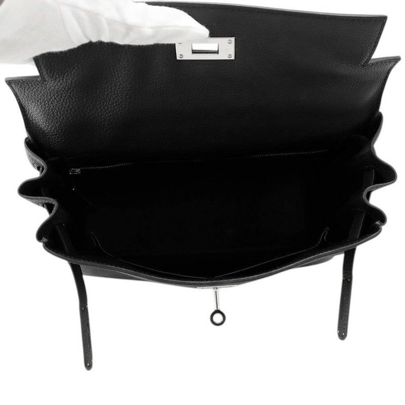 エルメス ハンドバッグ ケリー28 内縫い ブラック/シルバー金具 トゴ U刻印 ２wayショルダー 黒