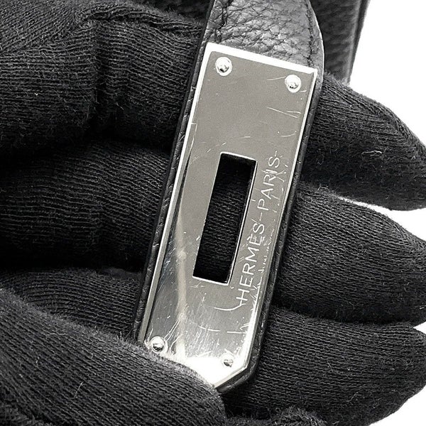 エルメス ハンドバッグ ケリー28 内縫い ブラック/シルバー金具 トゴ U刻印 ２wayショルダー 黒