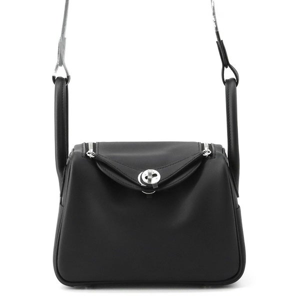 エルメス リンディ ミニ ヴェルソ ブラック/ブルータイ/シルバー金具 スイフト K刻印 ２wayショルダー 黒