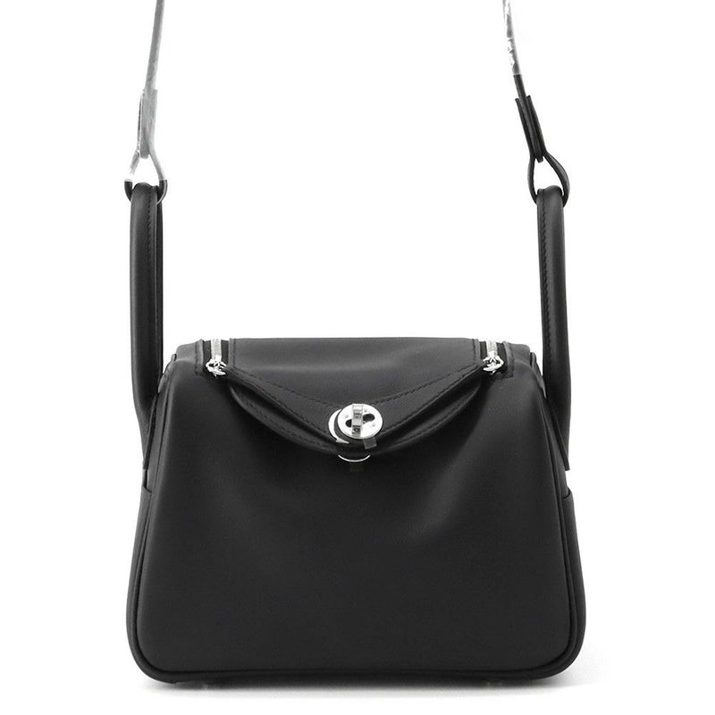 エルメス リンディ ミニ ヴェルソ ブラック/ブルータイ/シルバー金具 スイフト K刻印 ２wayショルダー 黒