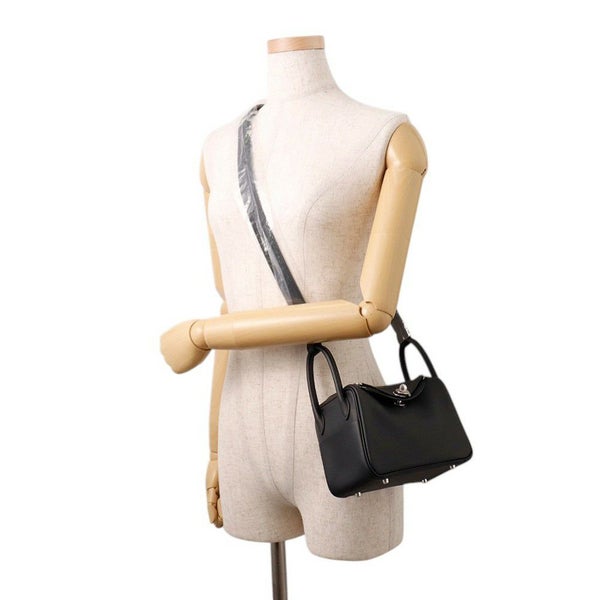 エルメス リンディ ミニ ヴェルソ ブラック/ブルータイ/シルバー金具 スイフト K刻印 ２wayショルダー 黒