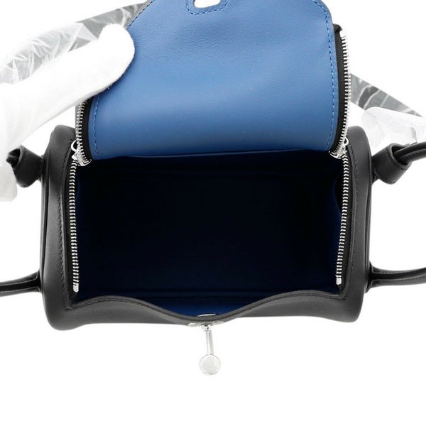 エルメス リンディ ミニ ヴェルソ ブラック/ブルータイ/シルバー金具 スイフト K刻印 ２wayショルダー 黒